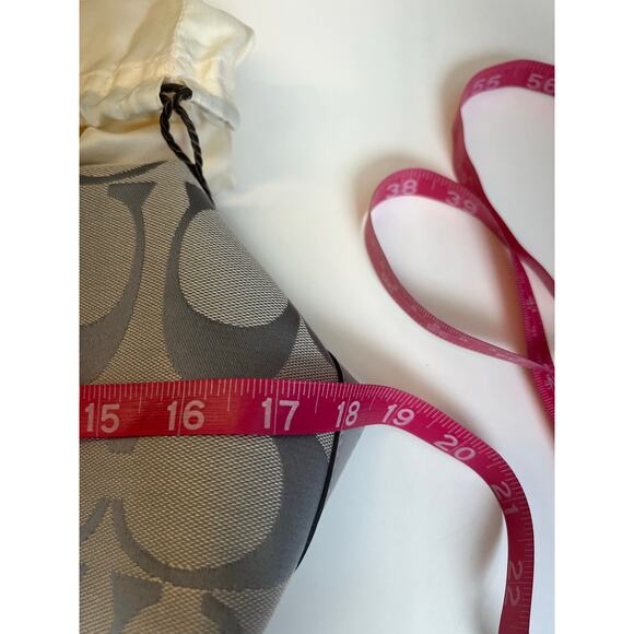 NWOT Coach Signature Stripe Tote Shoulder Bag – Gray Jacquard with Leather Trim - Picture 12 of 13